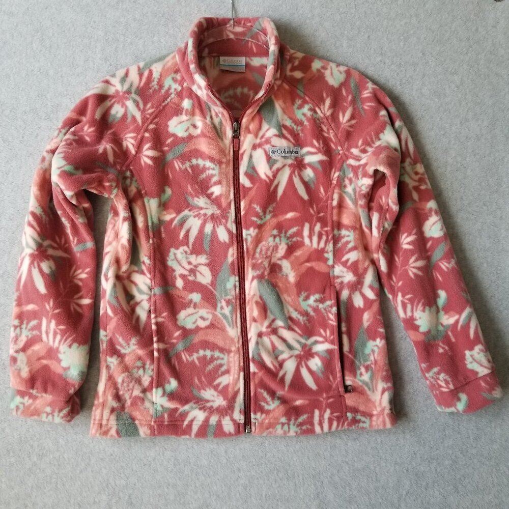 Columbia Kids Fleece Full Zip Tropical Floral Outdoor Jacket Warm Active Size L